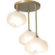 Ume 3 Light 12.4 inch Modern Brass Semi-Flush Ceiling Light in Frosted