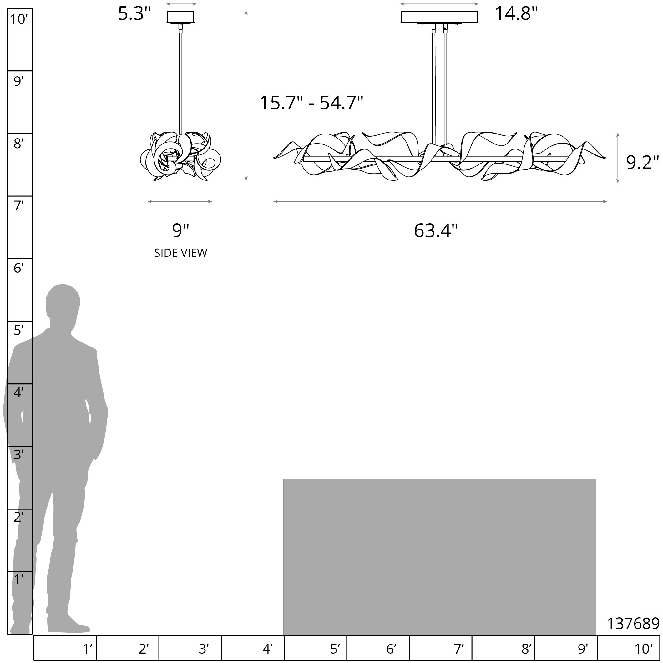 Folio LED 63.4 inch Sterling Pendant Ceiling Light, Large