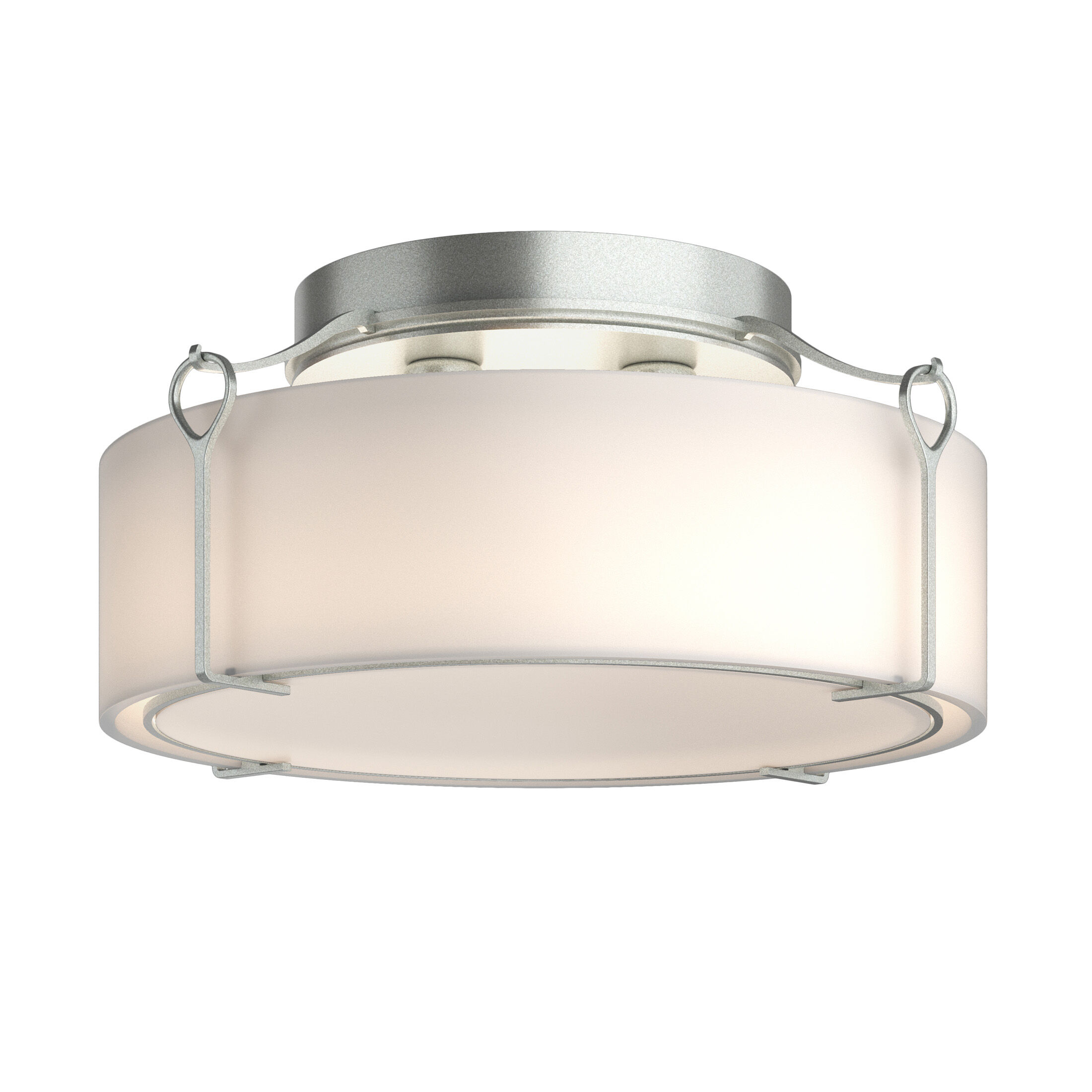 Bow 4 Light 19.6 inch Vintage Platinum Semi-Flush Ceiling Light in Opal, Large