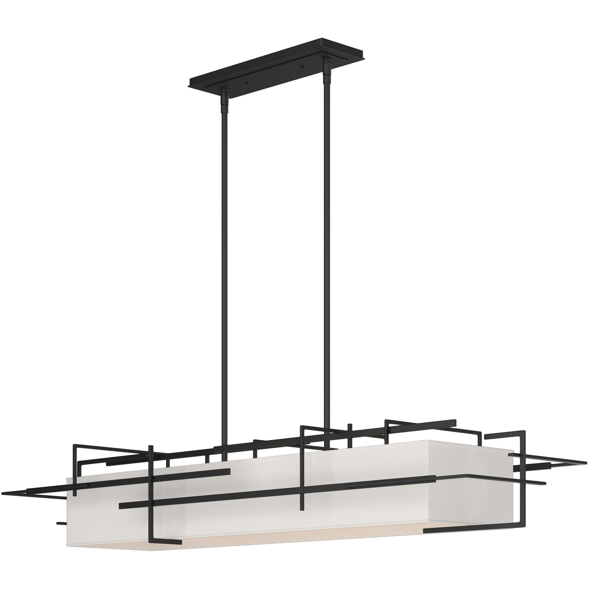 Etch 4 Light 54 inch Black Pendant Ceiling Light in Flax