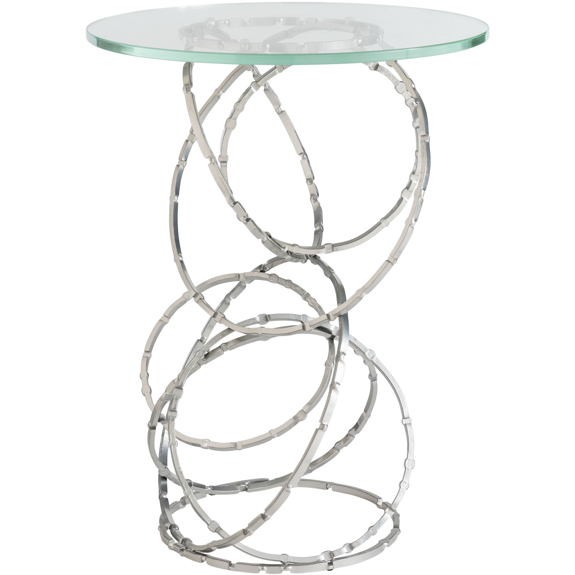 Olympus 18 inch Sterling Accent Table, Glass Top