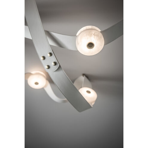 Art & Alchemy SNAPS LED 86.5 inch White Pendant Ceiling Light in White Leather with Alabaster, Large