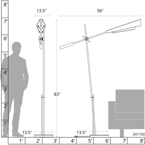 Vertex 83.1 inch 60 watt Vintage Platinum and White Floor Lamp Portable Light in Vintage Platinum/White
