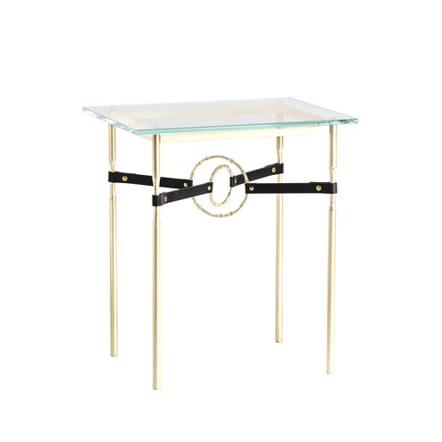 Equus 25.1 X 22 inch Modern Brass and Modern Brass Side Table in Leather Black