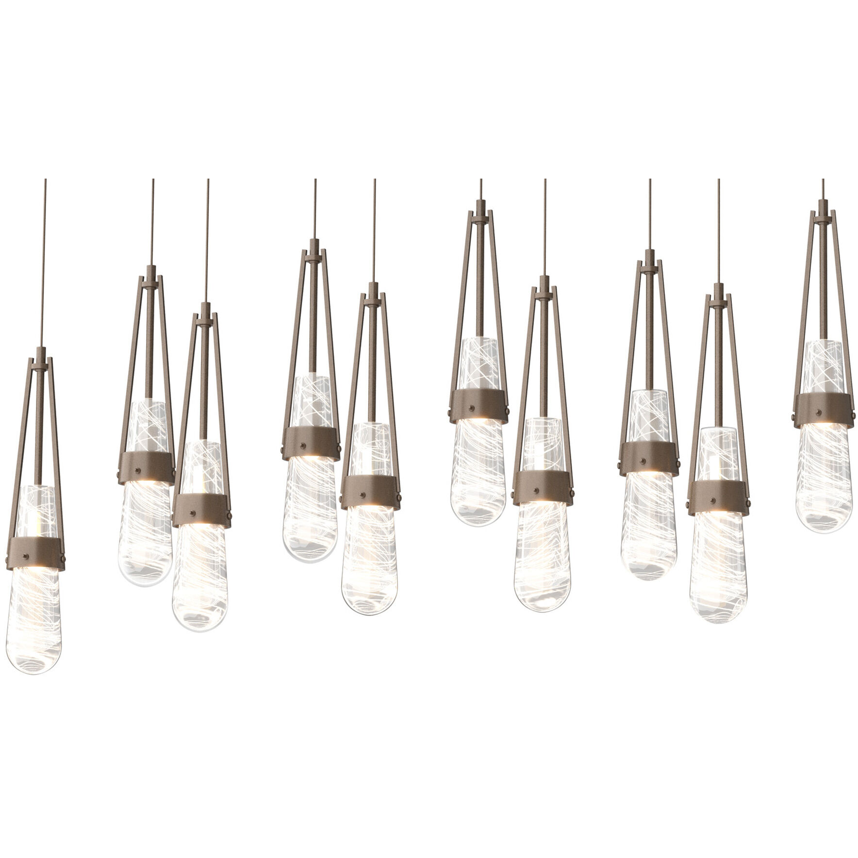 Link 10 Light 44.5 inch Bronze Pendant Ceiling Light in Clear with White Threading, Rectangular
