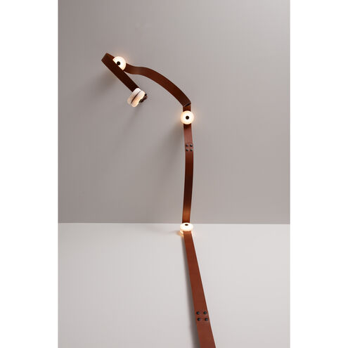 Art & Alchemy SNAPS LED 36 inch White Floor-to-Ceiling Plug-in Lamp Ceiling Light in Black Leather with Alabaster