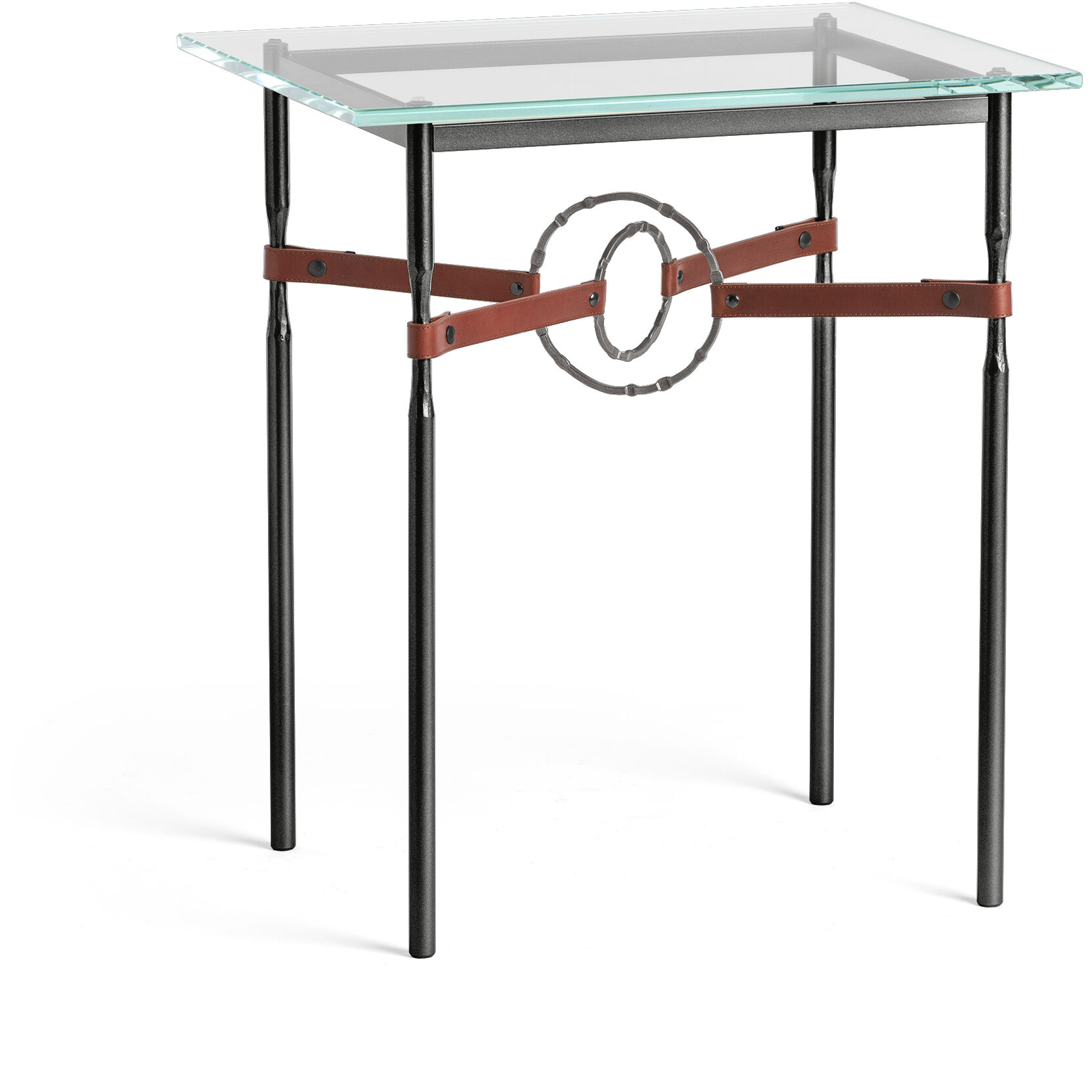 Equus 25.1 X 22 inch Black and Dark Smoke Side Table in Leather British Brown, Black/Dark Smoke