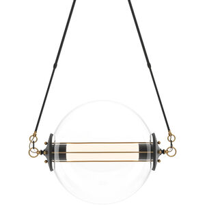 Otto 2 Light 28.4 inch Black with Brass Accents Pendant Ceiling Light in Clear with Frost, Sphere