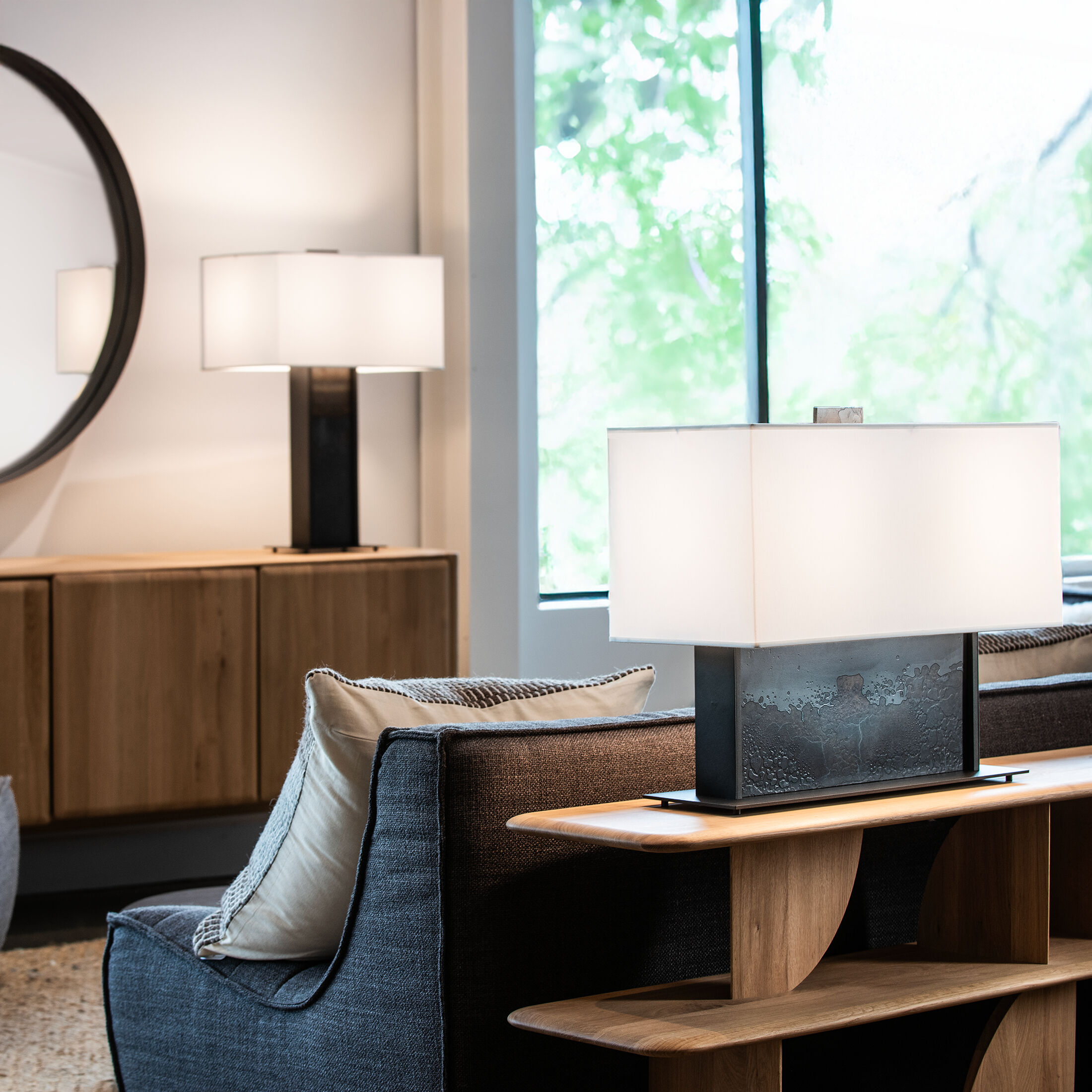 Horizon 20.6 inch 60.00 watt Oil Rubbed Bronze and Clear Steel Console Lamp Portable Light