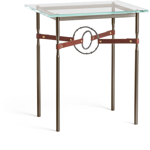 Equus 25.1 X 22 inch Bronze and Dark Smoke Side Table in Leather British Brown, Bronze/Dark Smoke