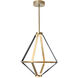 Art & Alchemy Aspen LED 22.5 inch Modern Brass Pendant Ceiling Light in Black Leather with Alabaster