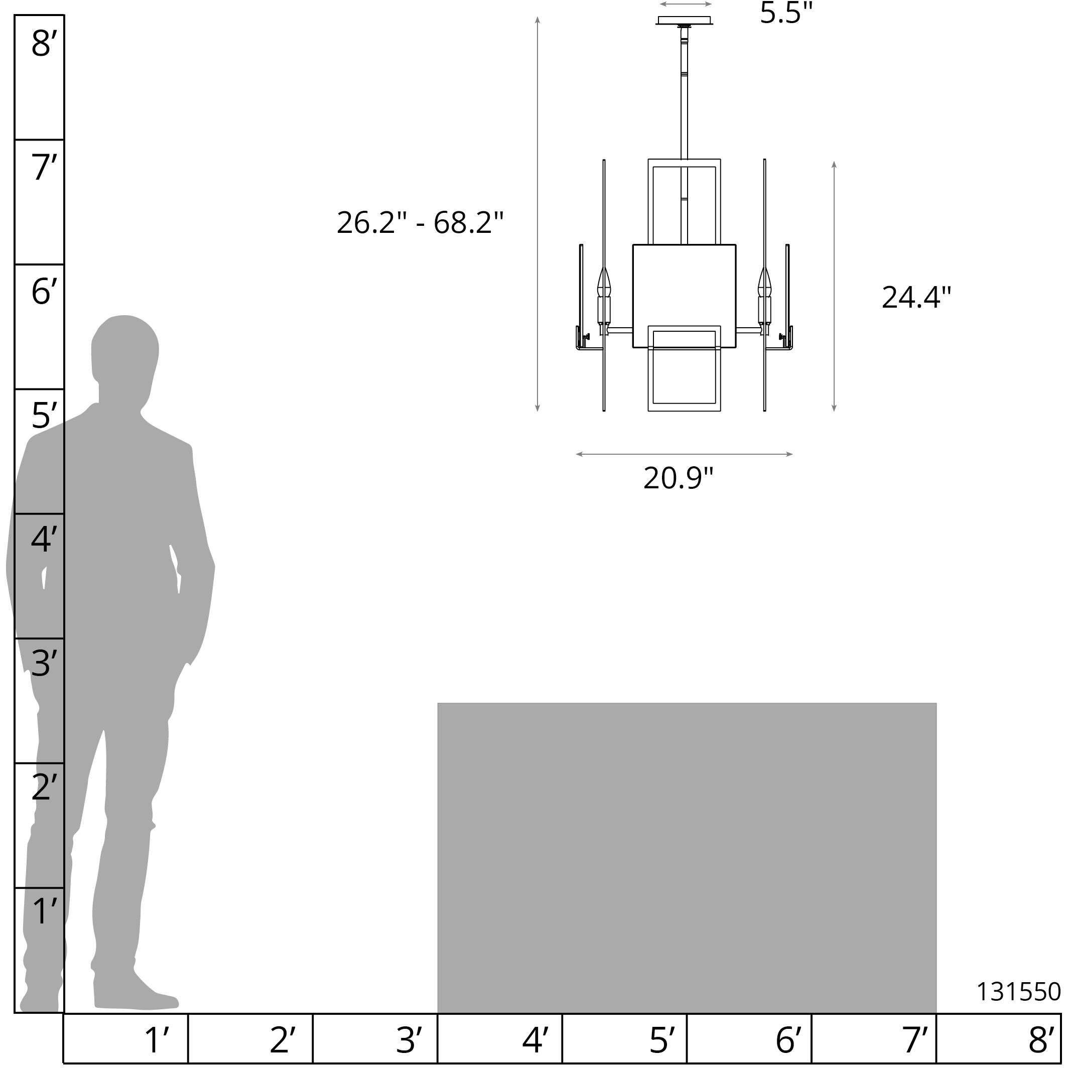 Geo 4 Light 20.9 inch Dark Smoke Pendant Ceiling Light in Clear