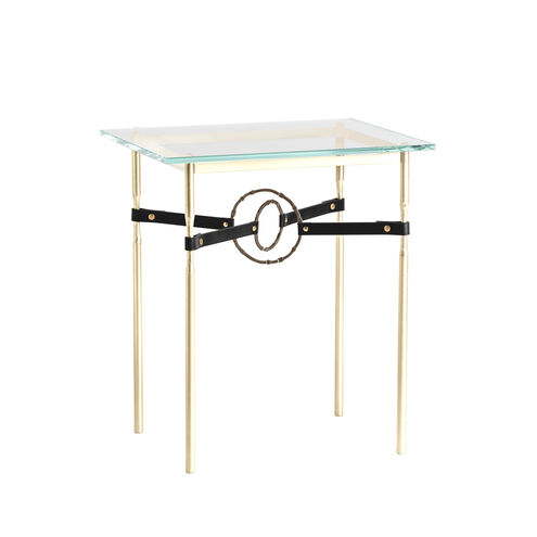 Equus 25.1 X 22 inch Modern Brass and Bronze Side Table in Leather Black, Modern Brass/Bronze