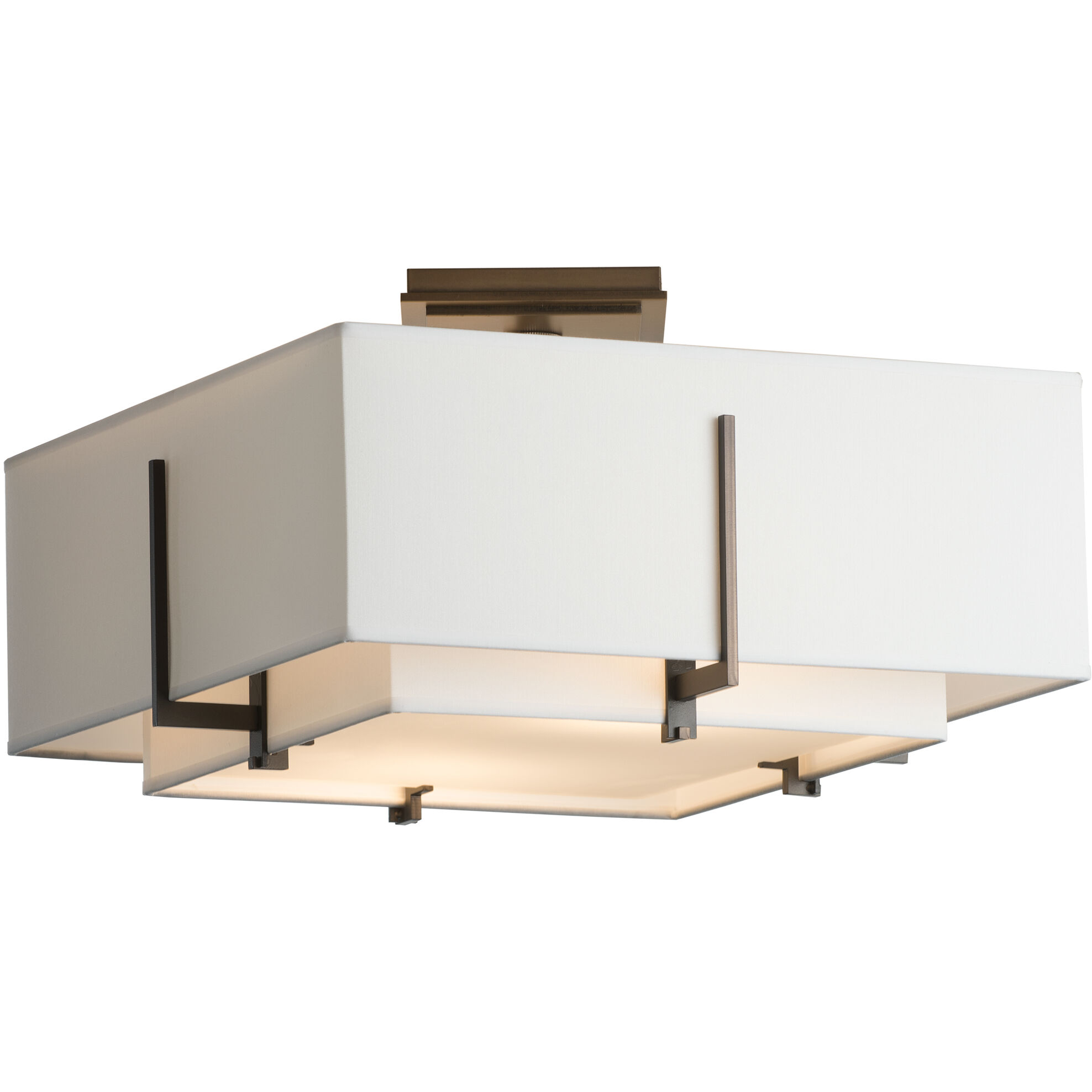 Exos 2 Light 16.6 inch Dark Smoke Semi-Flush Ceiling Light in Natural Anna, Small