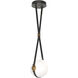 Derby LED 10.9 inch Black and Antique Brass Pendant Ceiling Light in Leather Black/Hubbardton forge Branded Plate, Black/Antique Brass, Small