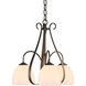 Sweeping Taper 3 Light 18.4 inch Bronze Chandelier Ceiling Light in Opal