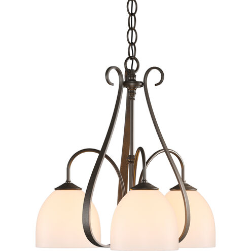 Sweeping Taper 3 Light 18.4 inch Bronze Chandelier Ceiling Light in Opal