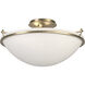 Plain 3 Light 17.2 inch Soft Gold Semi-Flush Ceiling Light in Opal, Large