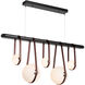 Derby LED 52 inch Black and Polished Nickel Linear Pendant Ceiling Light in Leather British Brown/Black Wood, Black/Polished Nickel