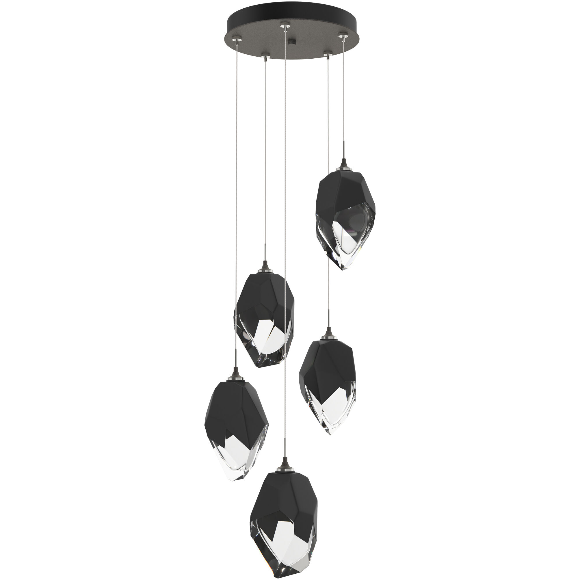 Chrysalis 5 Light 16.1 inch Natural Iron Pendant Ceiling Light in Black Crystal, Large