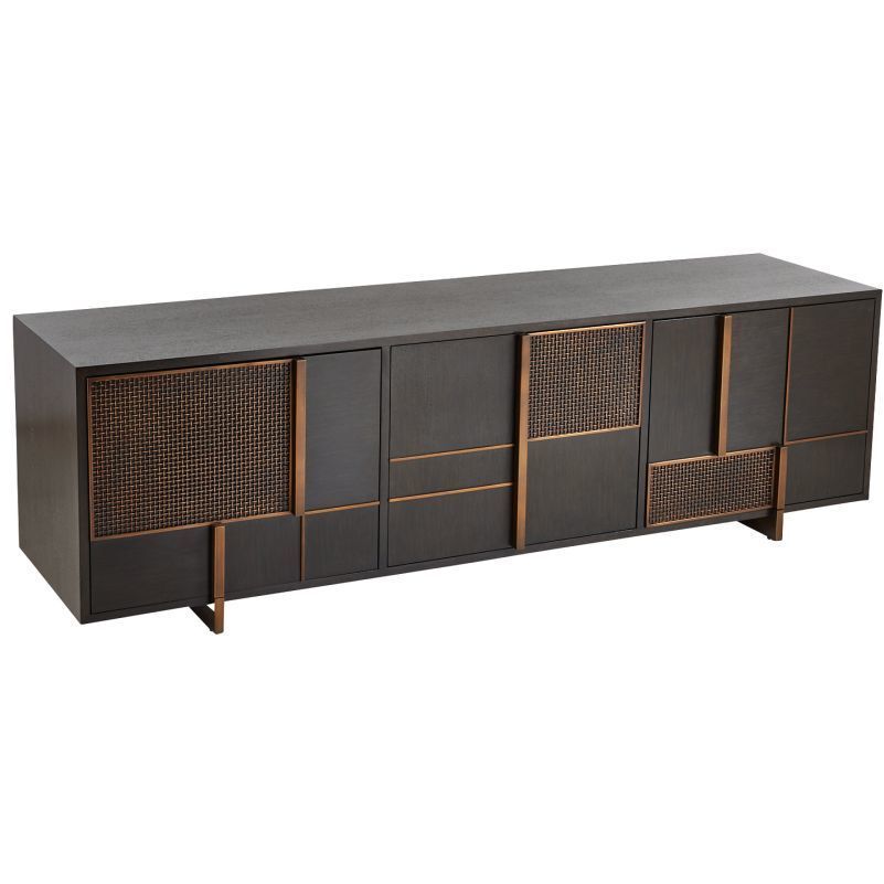 Demi 74 X 20.5 inch Ebony and Antique Brass Credenza
