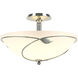 Forged Leaves 3 Light 16 inch Sterling Semi-Flush Ceiling Light in Opal, Large