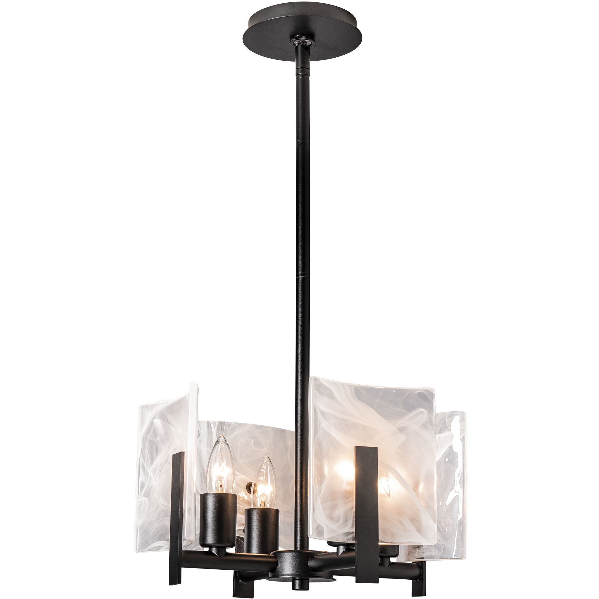 Arc 4 Light 13.5 inch Black Semi-Flush/Pendant Ceiling Light