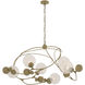 Sprig 6 Light 49.1 inch Modern Brass Pendant Ceiling Light in Opaline, Circular