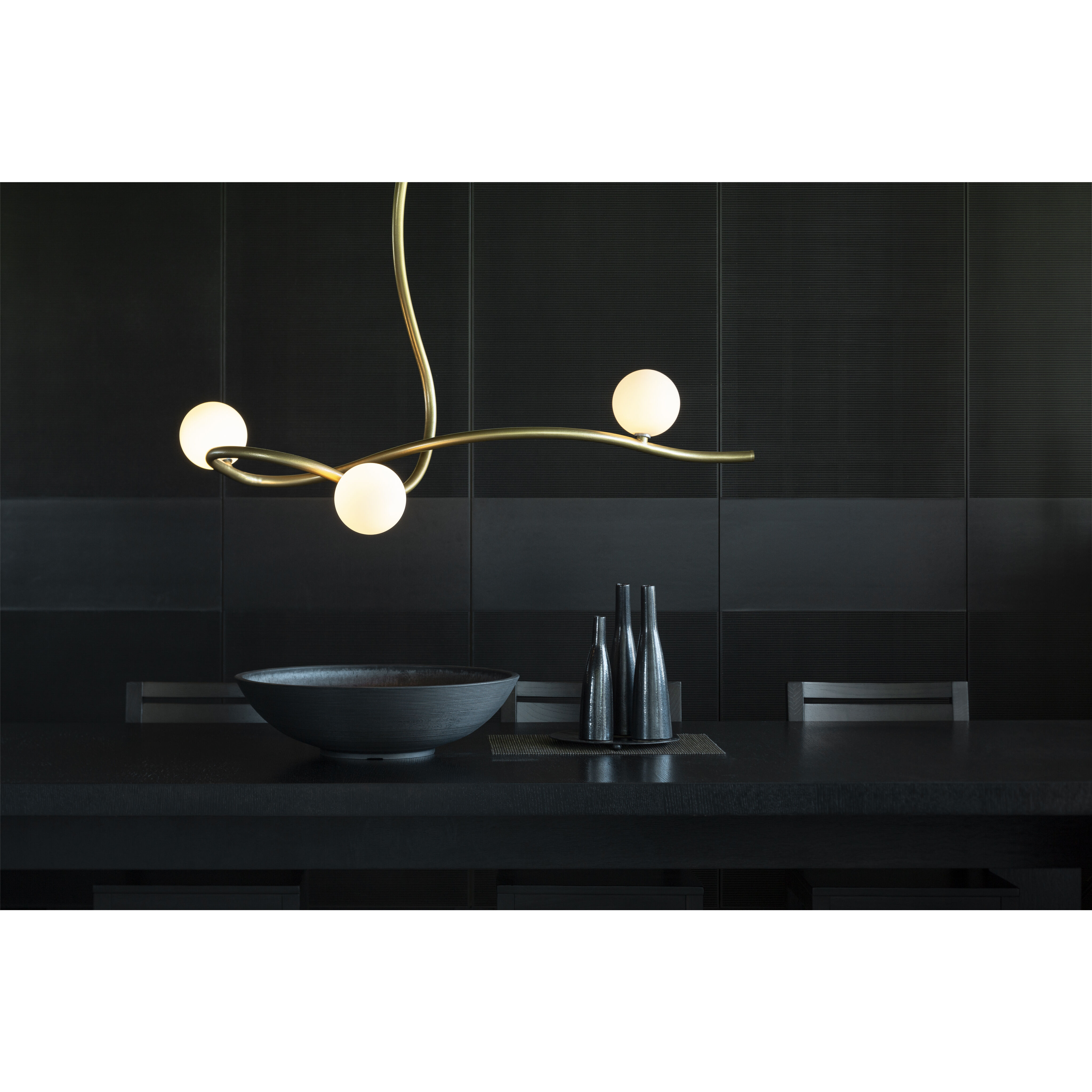 Slide 3 Light 45.2 inch Modern Brass Pendant Ceiling Light