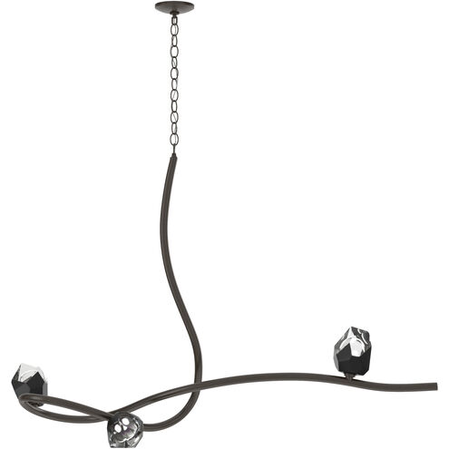 Glacier 3 Light 44.2 inch Oil Rubbed Bronze Pendant Ceiling Light in Black Crystal