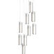 Exos Glass 9 Light 20.5 inch Natural Iron Pendant Ceiling Light in Opal, Long