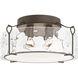 Bow 4 Light 19.6 inch Bronze Semi-Flush Ceiling Light in Water, Large
