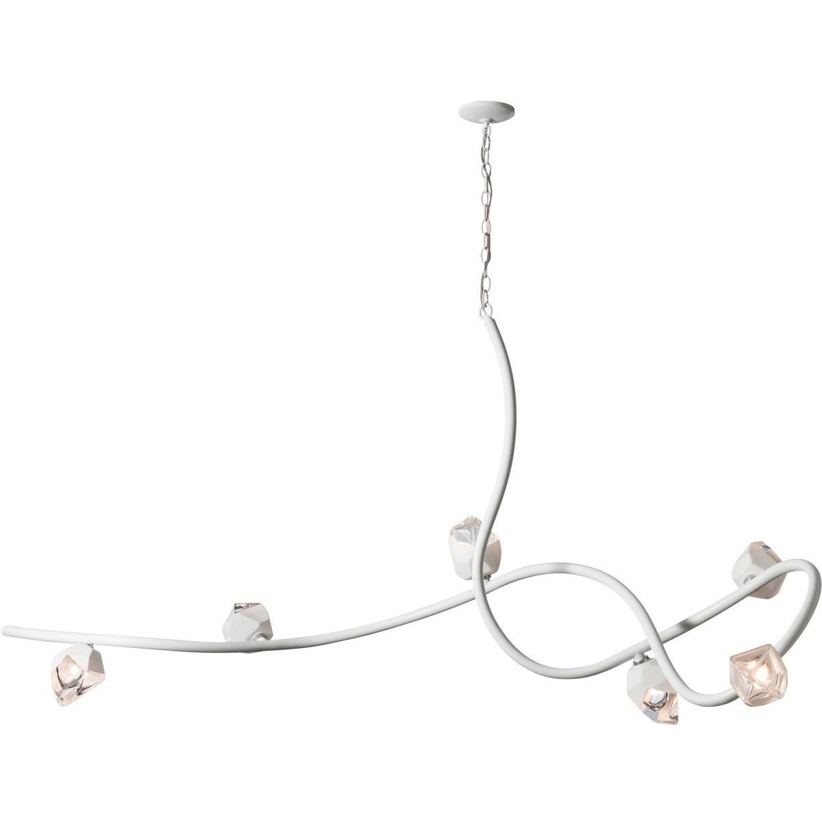Glacier 6 Light 69.2 inch Vintage Platinum Pendant Ceiling Light in White Crystal, XL