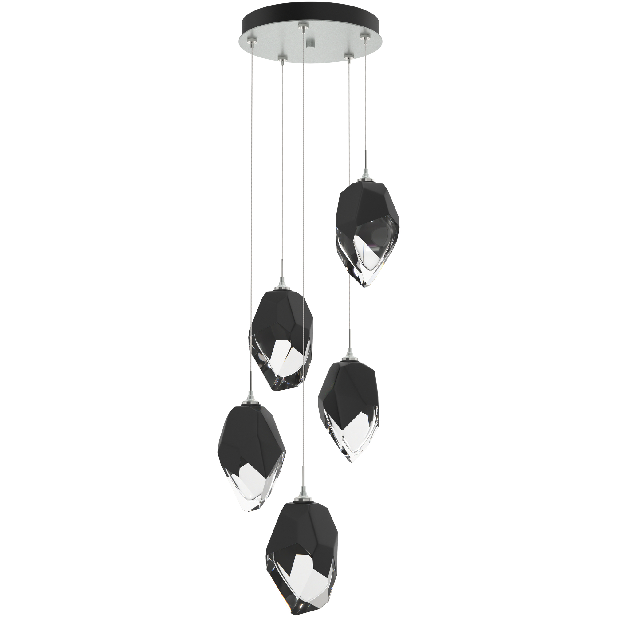 Chrysalis 5 Light 16.1 inch Vintage Platinum Pendant Ceiling Light in Black Crystal, Long