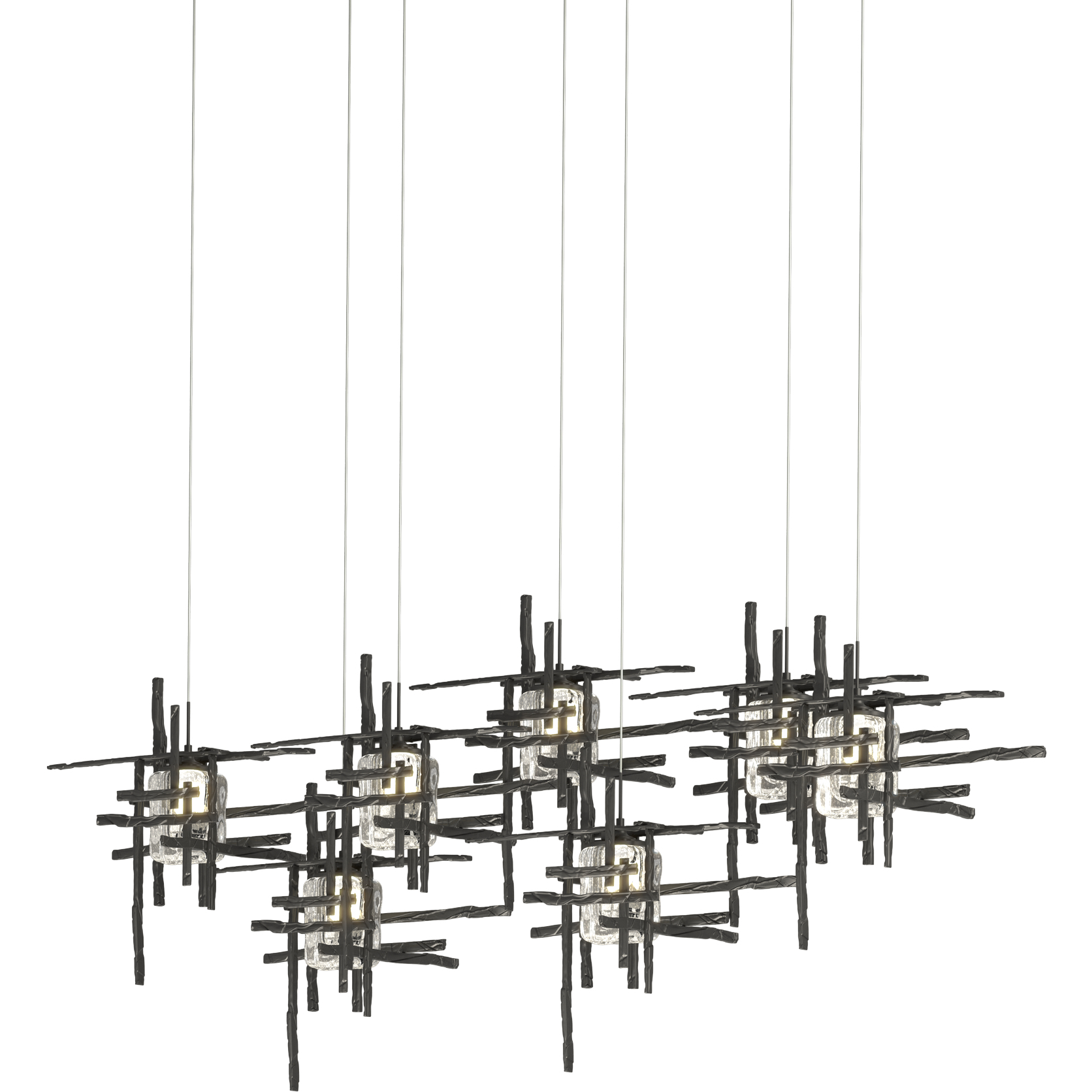 Tura 7 Light 53.6 inch Black Pendant Ceiling Light, Long