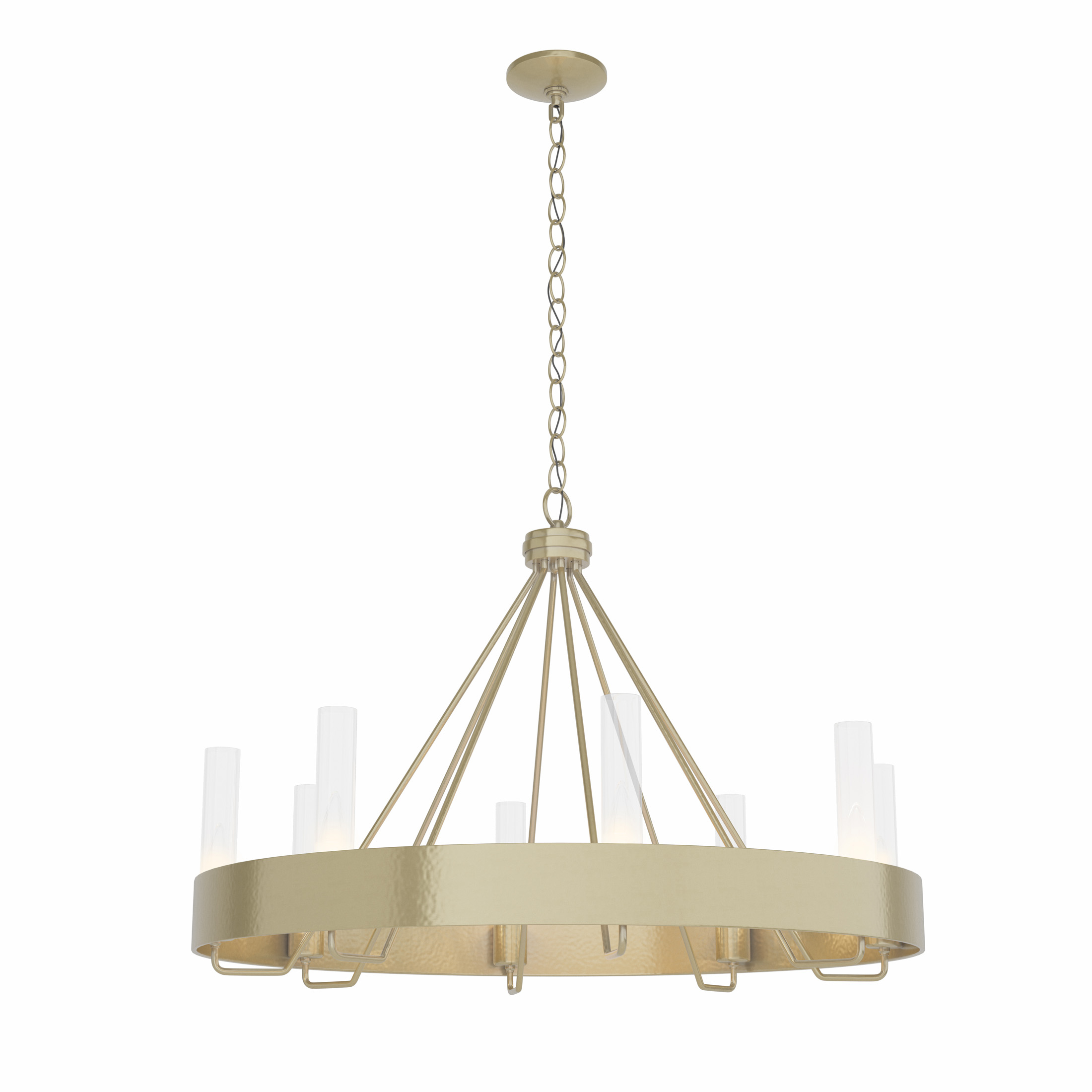 Banded Ring 8 Light 32 inch Modern Brass Chandelier Ceiling Light in Clear