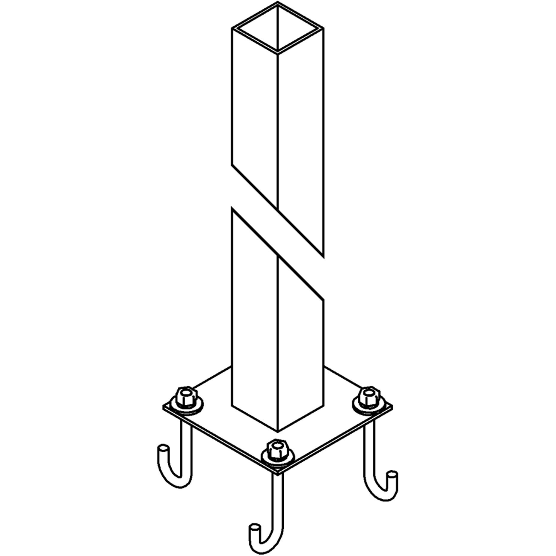 Square 47 inch Coastal Black Outdoor Post, Square - Open Box