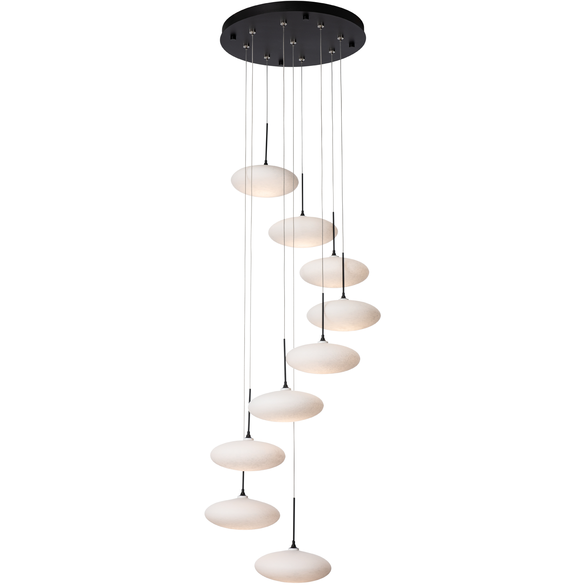 Clouds 9 Light 23.3 inch Black Pendant Ceiling Light, Long