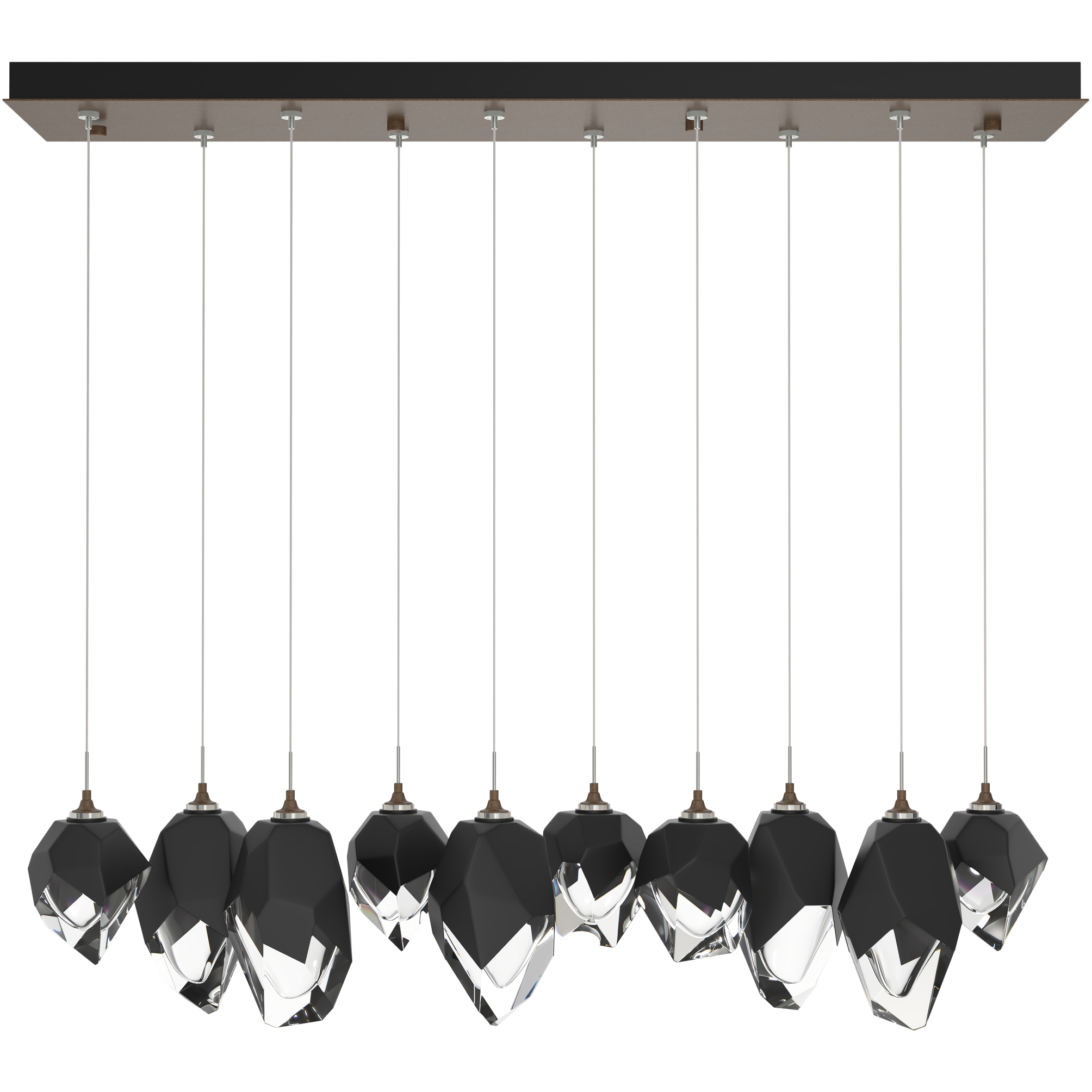 Chrysalis 10 Light 44.5 inch Bronze Pendant Ceiling Light in Black Crystal, Standard