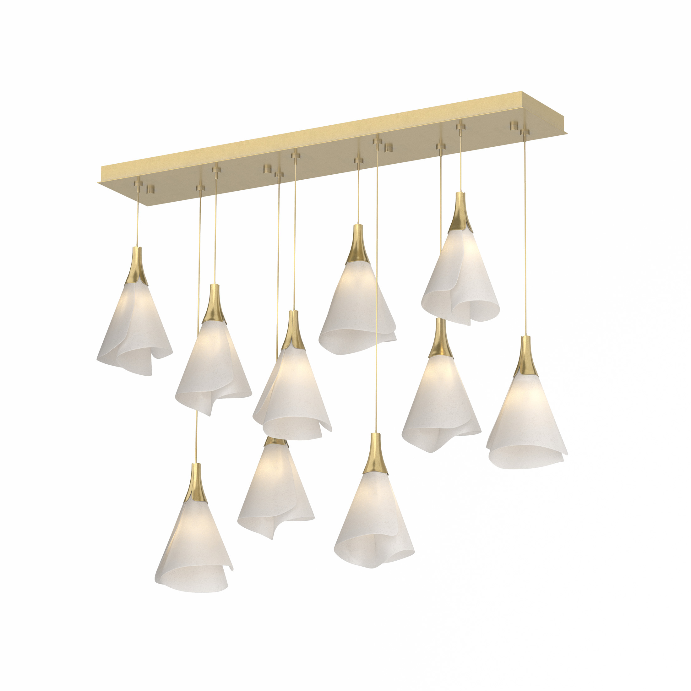 Mobius 10 Light 45.6 inch Modern Brass Pendant Ceiling Light, Standard
