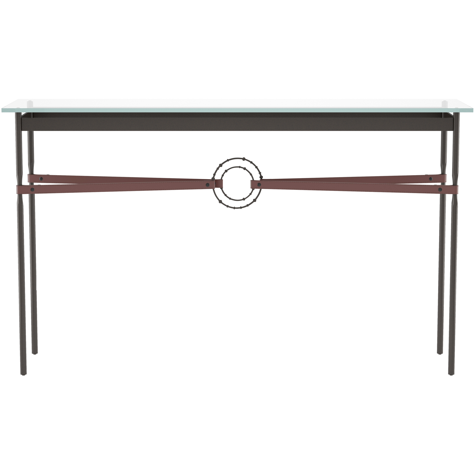 Equus 54 X 14 inch Oil Rubbed Bronze and Oil Rubbed Bronze Console Table in Leather British Brown
