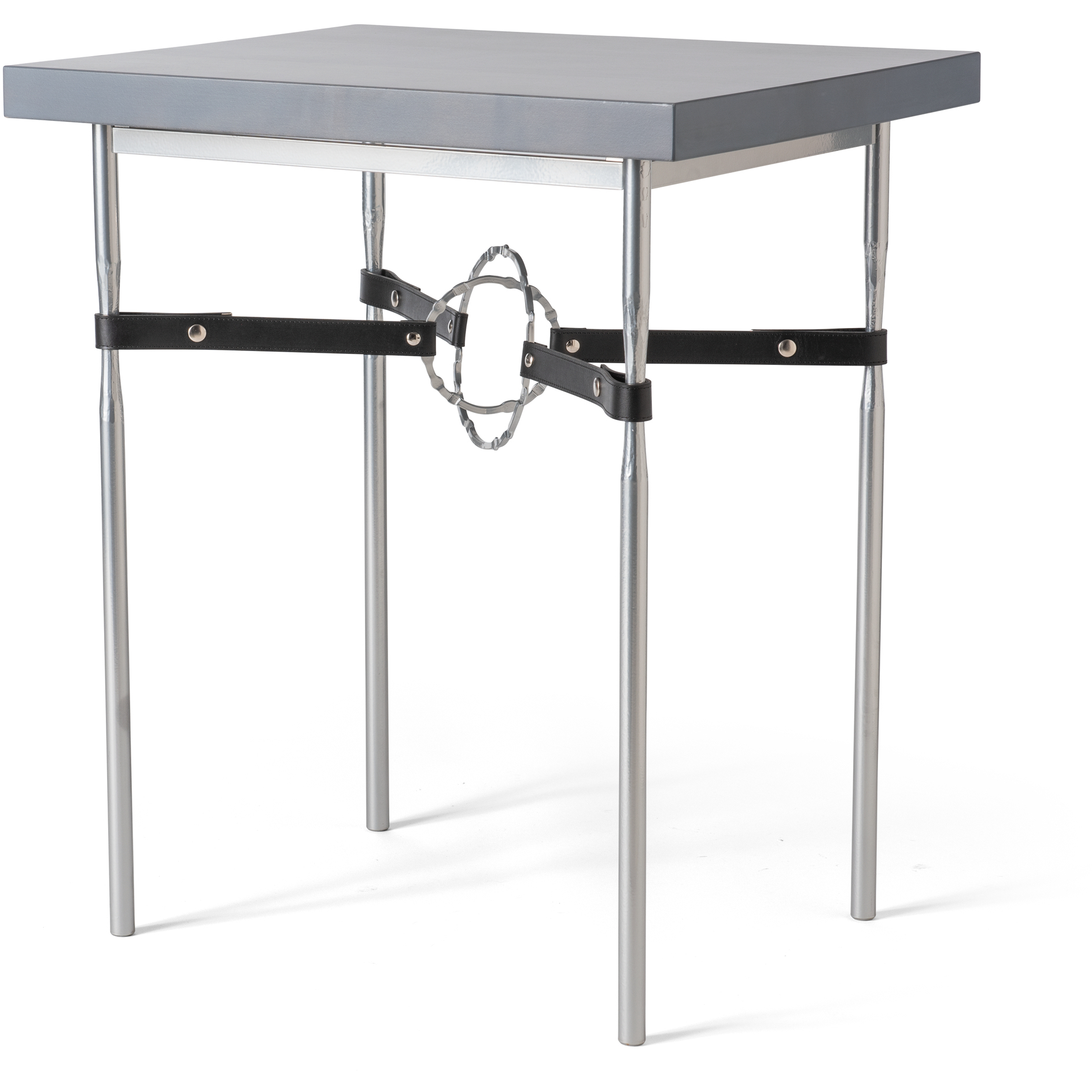 Equus 26.1 X 22 inch Sterling Side Table in Black Leather with Maple Grey, Grey Maple