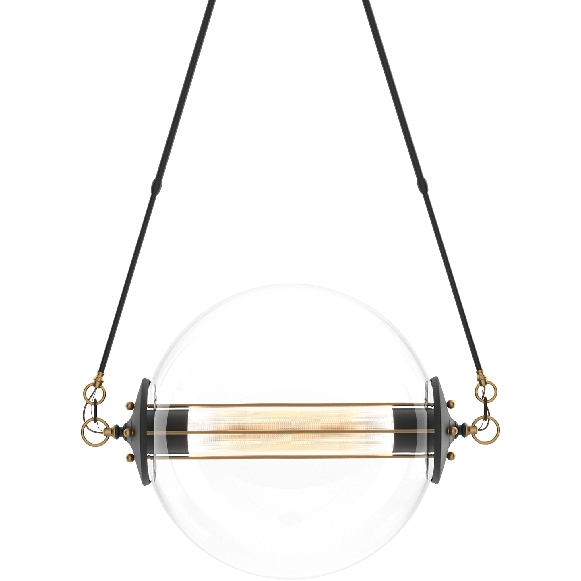 Otto 2 Light 28.4 inch Black with Brass Pendant Ceiling Light in Stainless Steel Mesh tube, Short