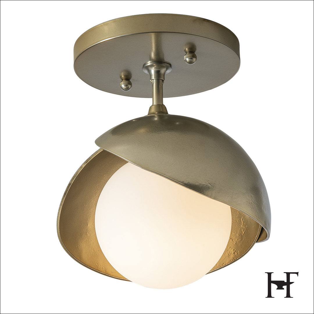 Brooklyn 1 Light 6 inch Natural Iron with Clear Steel Semi-Flush Mount Ceiling Light