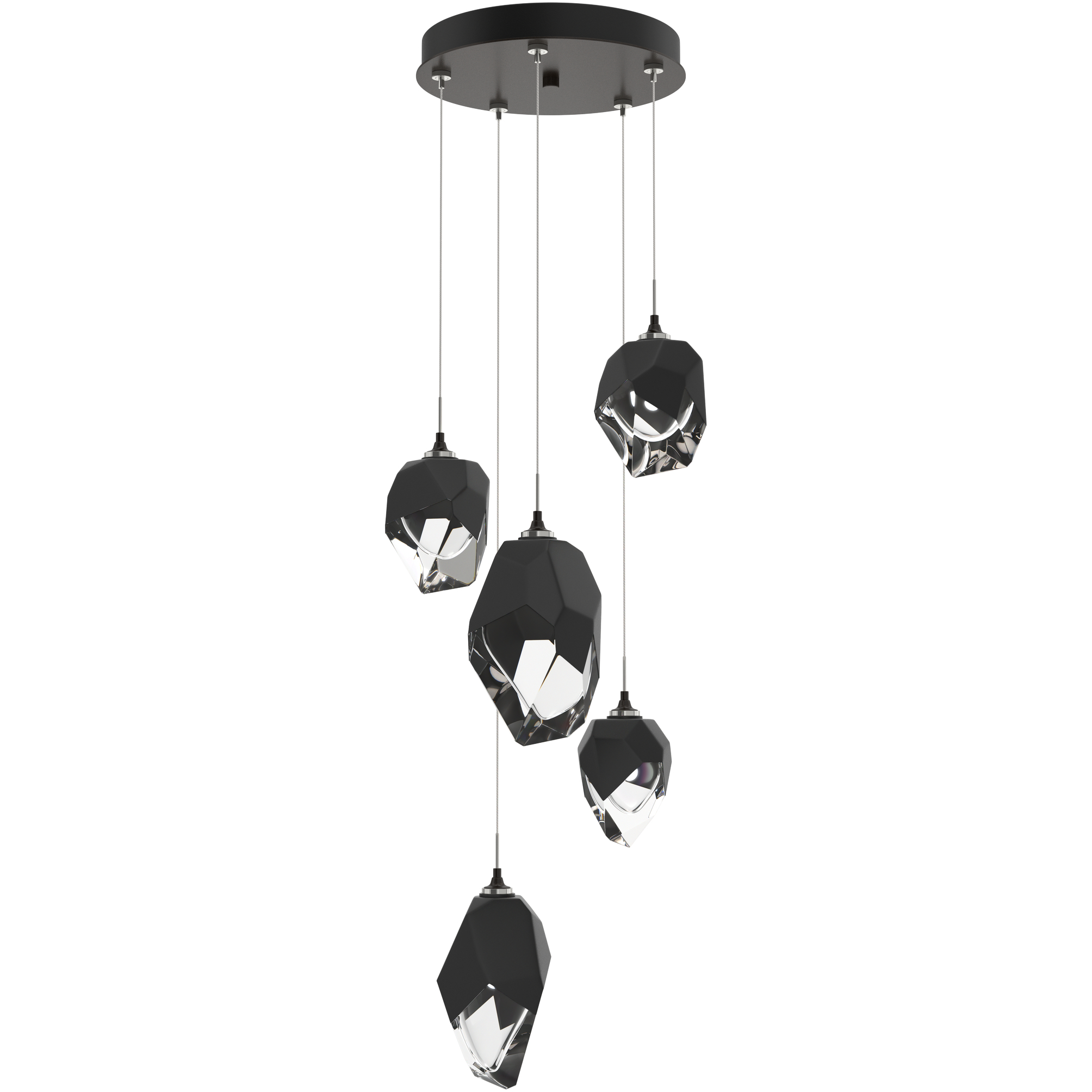 Chrysalis 5 Light 15.7 inch Oil Rubbed Bronze Pendant Ceiling Light in Black Crystal, Long