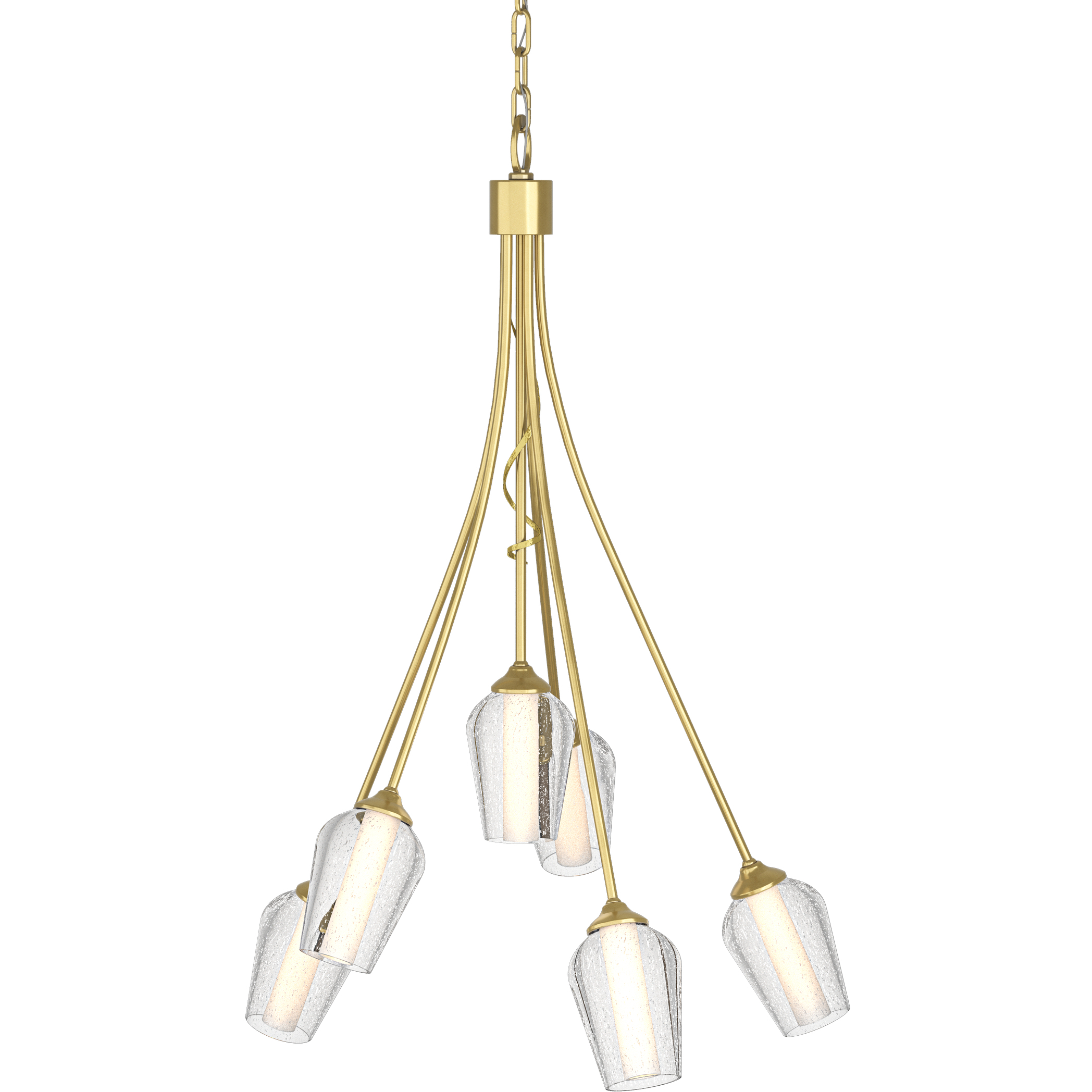 Flora 6 Light 23.1 inch Modern Brass Chandelier Ceiling Light in Seeded with Opal