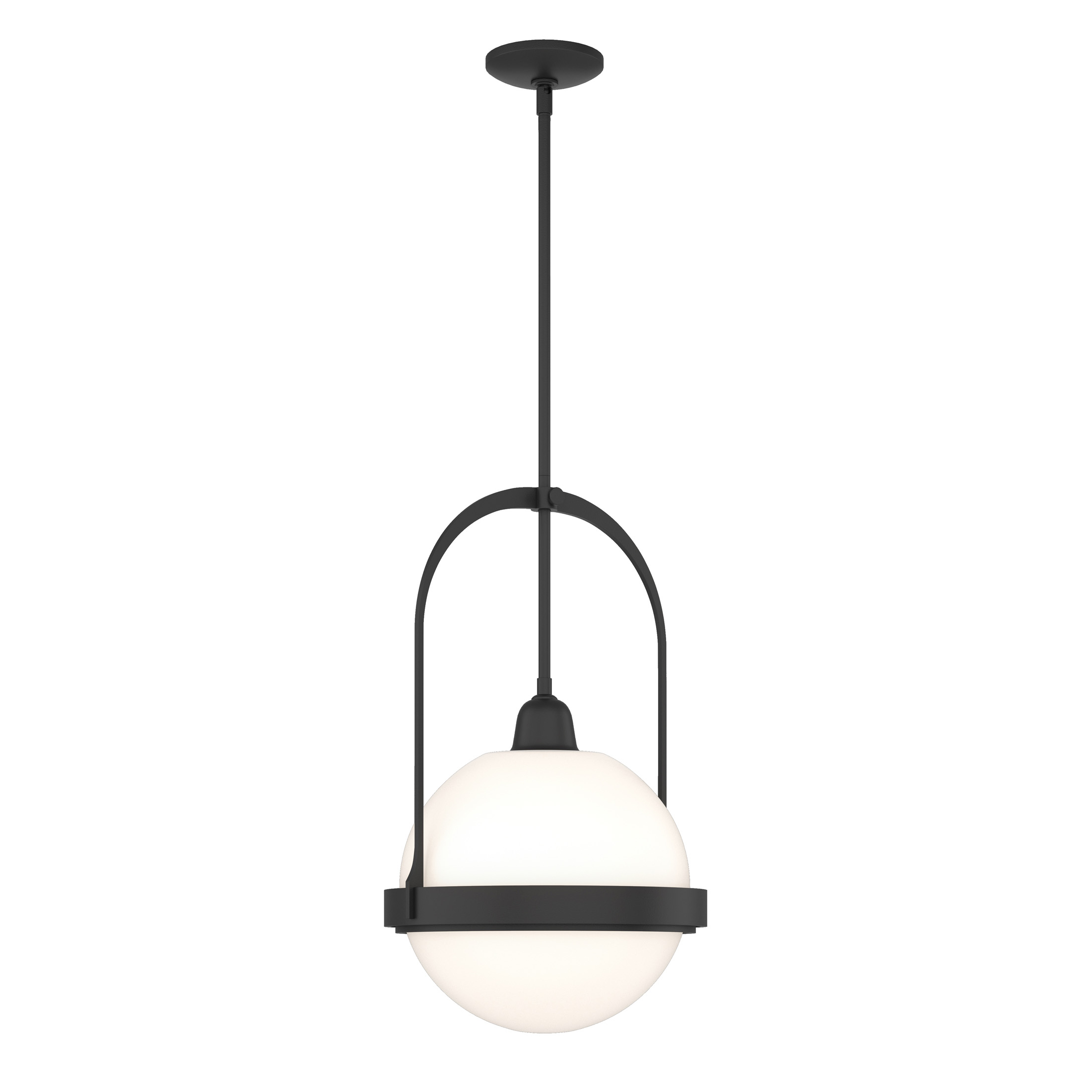 Atlas 1 Light 13.9 inch Black Pendant Ceiling Light in Opal
