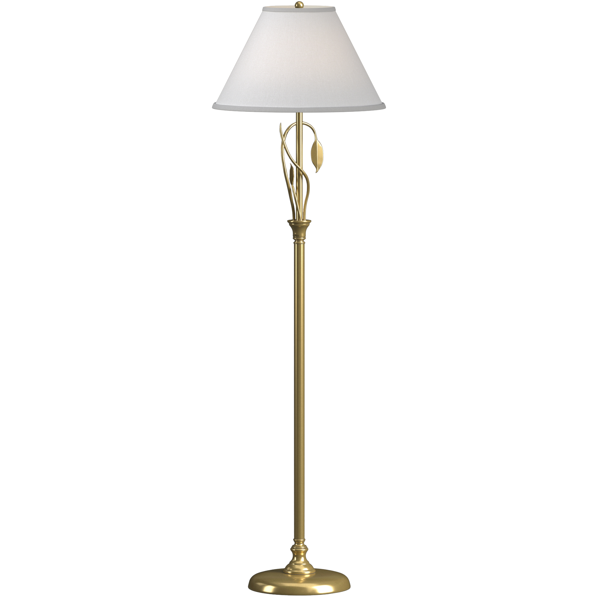 Forged Leaves and Vase 56 inch 150 watt Modern Brass Floor Lamp Portable Light in Natural Anna