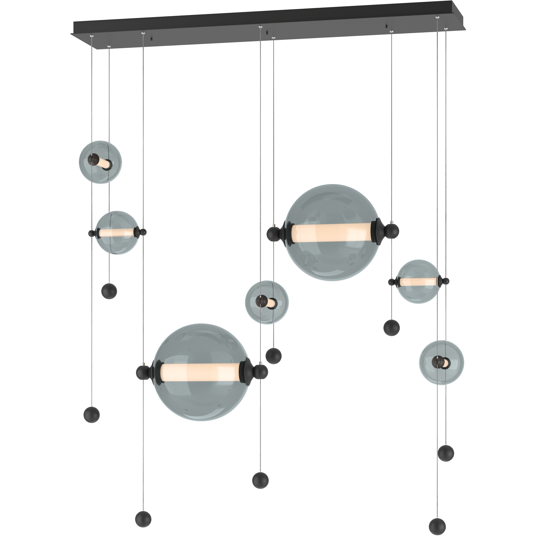 Abacus LED 49 inch Black Double Linear Pendant Ceiling Light in Cool Grey, Double