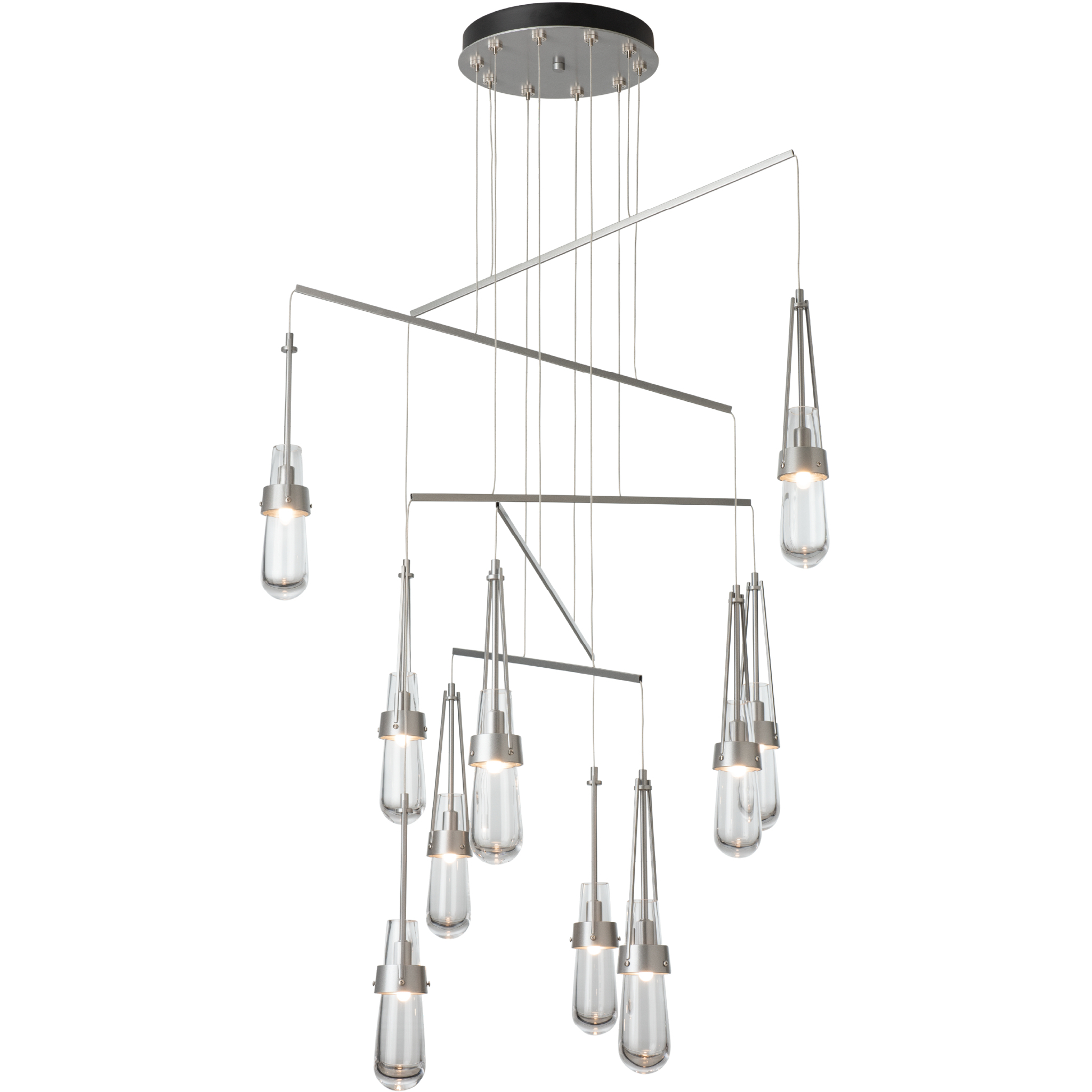 Link 10 Light 35 inch Modern Brass Mobile Pendant Ceiling Light, Long